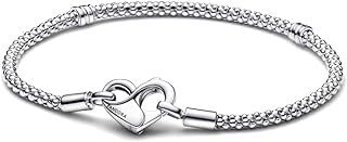PANDORA Moments Studded Chain Bracelet - Compatible with PANDORA Moments Charms - Sterling Silver Charm Bracelet for Women - Mother's Day Gift - 6.3"