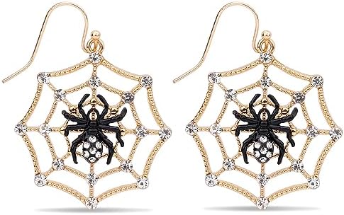 Halloween Spider Earrings, Fashion Spider Spooky Cobweb Earrings Halloween Earring Jewelry for Women Spider Earrings Dangle for Girls Women Accessories