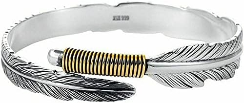 Silver Feather Bracelet Lucky Hope Cuff Jewelry Simple Retro For Women Men