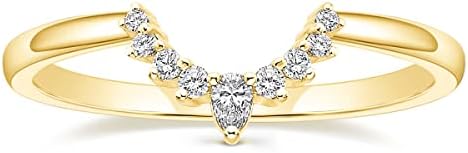 Mameloly CZ Wedding Bands for Women Pear & Round Shaped Cubic Zirconia Curved Stackable Engagement Rings for Her Size 4-12