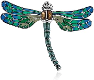Gemondo USA 925 Sterling Silver Dragonfly Green/Blue Enamel with Marcasite Brooch
