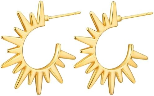 BENEIGE Dragon Hoop Earrings for Women with Clutchless Back Finding & Cubic Zirconia Gems - 14K Gold Plated C-Shape Design