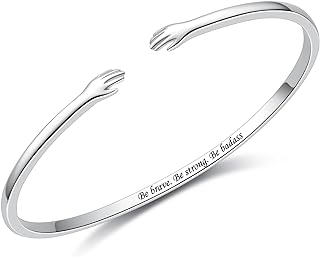 BEILIN Hug Bracelets for Women Sterling Silver Come to My Arm Couple Hugging Cuff Bangles Wedding Band Bracelets Engraved Mantra Bracelet Jewelry for Women Teen Girls