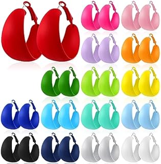 16 Pairs Matte Hoop Earrings Colorful Hoop Earrings 80s Retro Neon Earrings Large Drop Earrings for Women Girls (C Style)