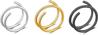 Goenjoy Double Nose Hoop Ring for Single Piercing Nose Hoop, Twist Nose Ring Hoop For Women, Silver Spiral Nose Hoop For Girls, Nostril Piercing Jewelry