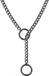 Heart O Ring Slip Chain Choker Necklace for Women Men Stainless Steel Cuban Chain Y-shape Necklace Punk Rock Collar Necklace Adjustable Lariat Y Necklace Prom Necklace Jewelry