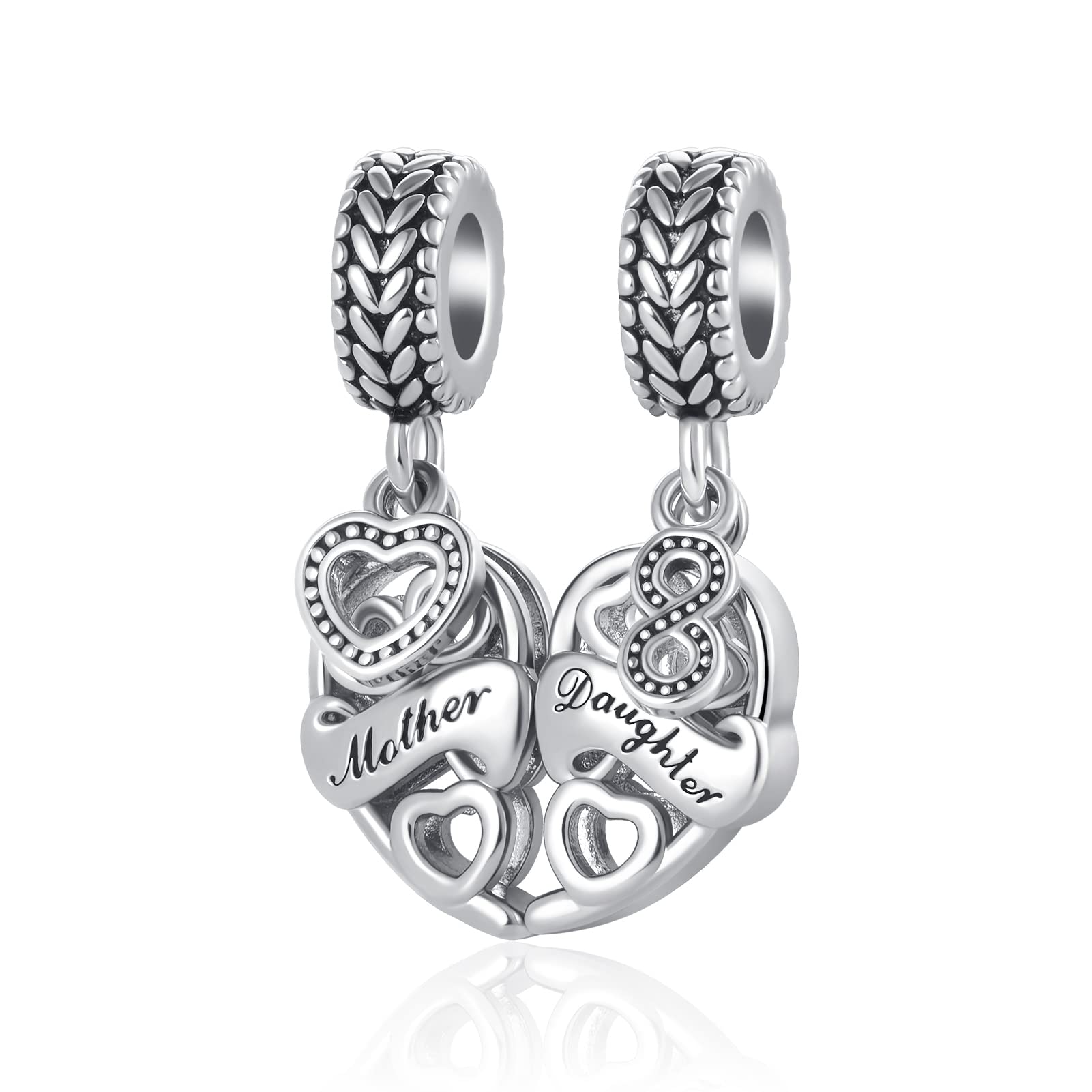 Mother Daughter Charm for Bracelets Love Heart Mother Mommy Bead from Daughter Son Birthday Gift