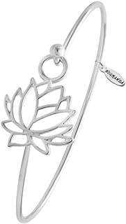 Summer Style Pretty Lotus Flower Easy Open Hook Bracelet Bangle