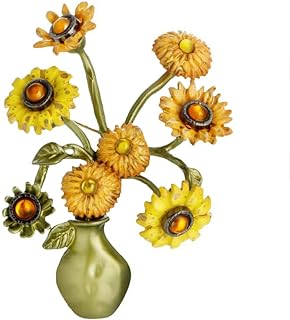 Pin-Clasp Retro Sunflower Enamel Brooch for Men and Women, Alloy-Made Flower Leaf Design Fashion Accessory