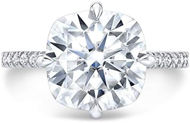 Compass Set Moissanite Engagement Ring, Sterling Silver Cushion Cut Solitaire Ring for Women, Anniversary/Bridal Gift