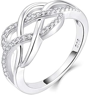 YL Celtic Knot Rings 925 Sterling Silver Twisted Knot Ring 18k White Gold Plated Infinity Statement Rings