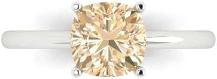 Cushion Cut Morganite Engagement Ring with Genuine Natural Gem in 14k White Gold for Brides - Clara Pucci 2.0 ct Solitaire Design