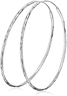 POPLYKE 925 Sterling Silver Circle Endless Hoop Earrings for Women Girls 20 30 40 50 60 70mm