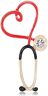 Pin Clasp Alloy Enamel Lapel Pin with Heart Stethoscope Design - Ideal Gift for Doctors, Nurses, and Medical Students