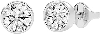 IGI Certified Round Shape Lab-Grown Diamond 14K, 18K Stud Earrings for Women - Modern Bezel Setting (0.25-6 Ct, F-G Color, VS1-VS2 Clarity)