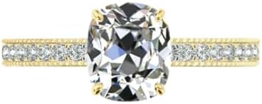 2.5 CT Old MIne Cushion Cut Moissanite Diamond Handmade Engagement Ring Sterling Silver Solitaire Bridal Wedding Rings for Women, Anniversary Rings Gifts