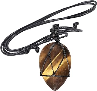 Unisex Dragon Blood Crystal Teardrop Pendant Necklace with Adjustable Rope Chain for Women and Men