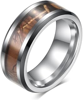 Stylish 8mm Gold & Wood Vintage Tungsten Carbide Wedding Band for Men, Nature Collection Design