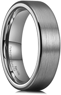 King Will 6mm Tungsten Wedding Rings for Men Gunmetal Plated Pipe Cut Brushed Men's Wedding Band Gifts for Him Size 7-14 Comfort Fit