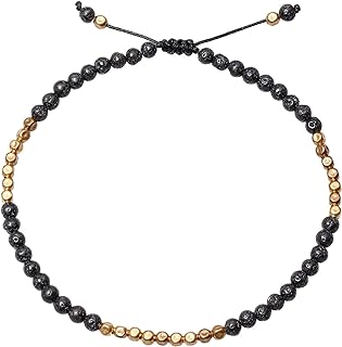 Women's Copper Copper Bead Chain Anklet with Double Safety Clasp and Lava Stone, Essential Oil Diffuser and Healing Crystal, XHUUU Lava Rock Stone Design