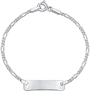 Dainty Virgin Mary Personalize Thin Religious Identification ID Bracelet Figaro or Curb Cuban Chain Link .925 Silver Sterling Small Wrist 6,7 Inch