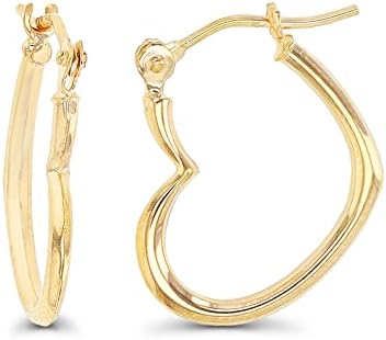 14K Gold Solid Hypoallergenic Heart Hoop Earrings - Tricolor Gold, Two Tone, Heart Shaped, Triple Heart, Shrimp Hoops