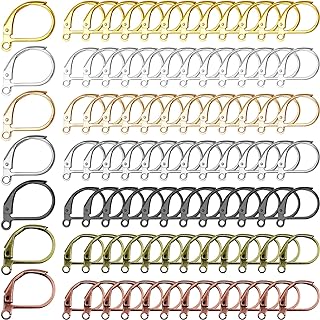 210Pcs French Earring Hooks Hypoallergenic Lever Back Earrings Hooks French Ear Wire Metal Brass Leverback Earring French Hook Earwires Earring Supplies for DIY Jewelry Making Findings(7 Colors)