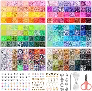 Christmas QUEFE Clay Beads Bracelet Kit in Polymer Material with Round & Square Shapes for Girls 8-12 Years Old, 18000 Pieces, 180 Colors, Perfect for Crafts & DIY Jewelry Making Gifts