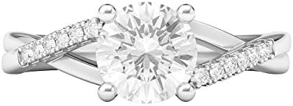 Twisted Shank Sterling Silver Engagement Ring with 1.0 CT Genuine Moissanite for Women - THELANDA Design