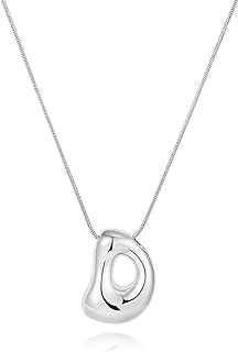 Lobster Clasp, Gold Plated Bubble Pendant Necklace, Box Chain Brass Necklace for Women and Teen Girls, Initial Letter Design