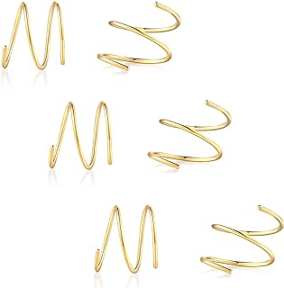 JINEAR Double Hoop Earrings Small Cute Fake Double Ear Cuff Sleeper Earring for One Hole 14K Gold Plated Simple Tiny Hoop for Women