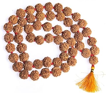 Rudraksha Mala 108 Beads Necklace, Seed Bead Natural Himalaya Rudraksha Seed Prayer Beads Wrist Mala Wrap Bracelet Bead Size 9 mm (1 Pack)