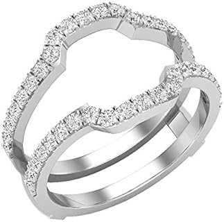 Dazzlingrock Collection Double Diamond Wedding Ring with Platinum Chain for Women, Round Design, Size 4