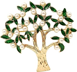 Classic Copper Tree of Life Brooch with Vintage Crystal and Imitation Pearl Detailing, Surprisingly Versatile Clasp Pin Design