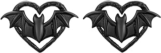 FindChic Stainless Steel Halloween Earrings for Women Men Black Cat/Ghost/Bat/Heart Dangle Earrings Antique Finished Silver Studs Costume Jewelry, with Gift Box