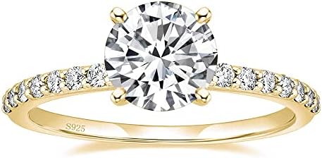 EAMTI 925 Sterling Silver 1.25 CT Round Solitaire Cubic Zirconia Engagement Ring Halo Promise Ring Size 3-13