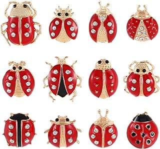 Abaodam Accesorios Para Mujer 12Pcs Ladybug Brooches Cartoon Rhinestone Ladybug Breastpin Brooch Ladybug Corsage Clothing Jewelry Accessories for Woman Womens Accessories