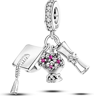 925 Sterling Silver Charm Beads for Bracelets & Necklaces,Airplane Passport Sister Crystal Charms Beads,Book Coffee Heart Angle Charm Bracelets, Cool Graduation Gifts Jewelry for Women Girls