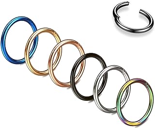Surgical Steel Hinged Clicker Septum Nose Rings in Multiple Colors & Sizes for Women - Versatile, Comfortable, and High Quality