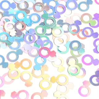 Iridescent-Disco Bachelorette-Engagement Party-Decorations Ring Confetti - 300pcs Wedding Birthday Dining Table Centerpiece, Baby Bridal Shower Holographic Valentines Day Decor Lasting Surprise