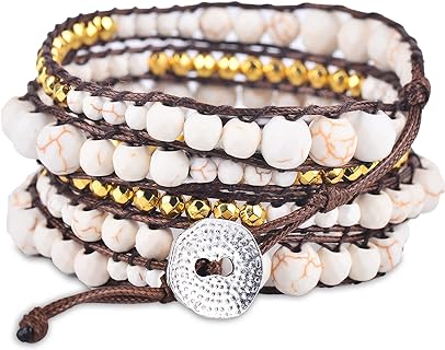 spirit wrist Eden Wrap Beaded Bracelets – Boho Bracelets for Women & Men – Gold Hematite + Brown Bead Bracelet – Handmade in Bali Women’s & Mens Bracelet – Great Gift for Women & Men