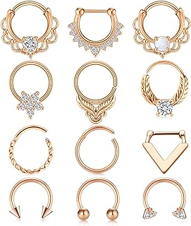 Stainless Steel Circle Nose Ring with Septum Clickers, Hoops and Horseshoe Rings - Versatile Hypoallergenic 16G and 18G Set for Men and Women Suitable for Piercings in Septum, Nose, Tragus, and Helix - Uniquely Crafted by Anicina