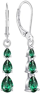 Starchenie Sterling Silver Teardrop Dangle Earrings with Push Back Closure and Created Emerald, Perfect for Elegant Women