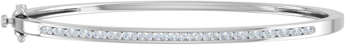 FINEROCK 1/2 Carat Diamond Bangle Bracelet in 10K Gold or 950 Platinum (7 Inch)