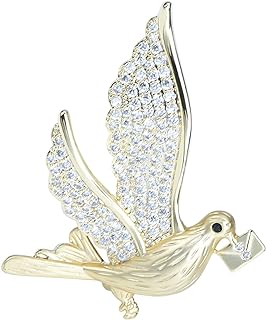 Elegant Brass Micro Pave Rhinestone Crystal Dove Bird of Peace Pigeon Bird Brooch Lapel Pins Breastpin Broach Custom Jewelry