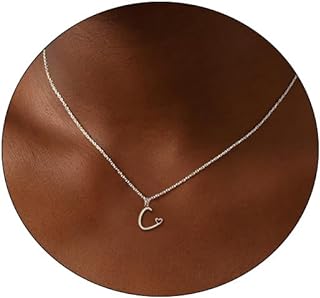 CAROVO Initial Necklaces for Women Girls, Dainty 14K Gold/Silver Letter Pendant Necklace Trendy Simple Cute Necklaces Monogram Name Choker Necklace for Teen Girls Jewelry Gift