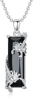 Scorpion Black Crystal Necklace 925 Sterling Silver Scorpion Necklace Scorpion Wrapped Black Crystal Pendant Jewelry Anniversary Valentine's day Birthday Gifts for Men Women Girlfriend Her