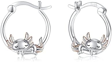 Axolotl Hoop Earrings Hypoallergenic 925 Sterling Silver Cute Animal Mexican Axolotl Earring for Women Axolotl Jewelry Gifts