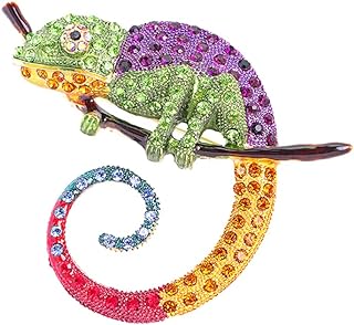 2 Colors Rhinestone and Enamel Large Lizard Chameleon Brooch Animal Coat Pin Accessories Ornaments (1)