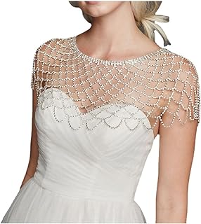 Formery Bridal Rhinestone Shoulder Chain Tassel Mesh Crystal Wedding Back Chain Multilayered Shoulder Body Chain Jewelry for Women